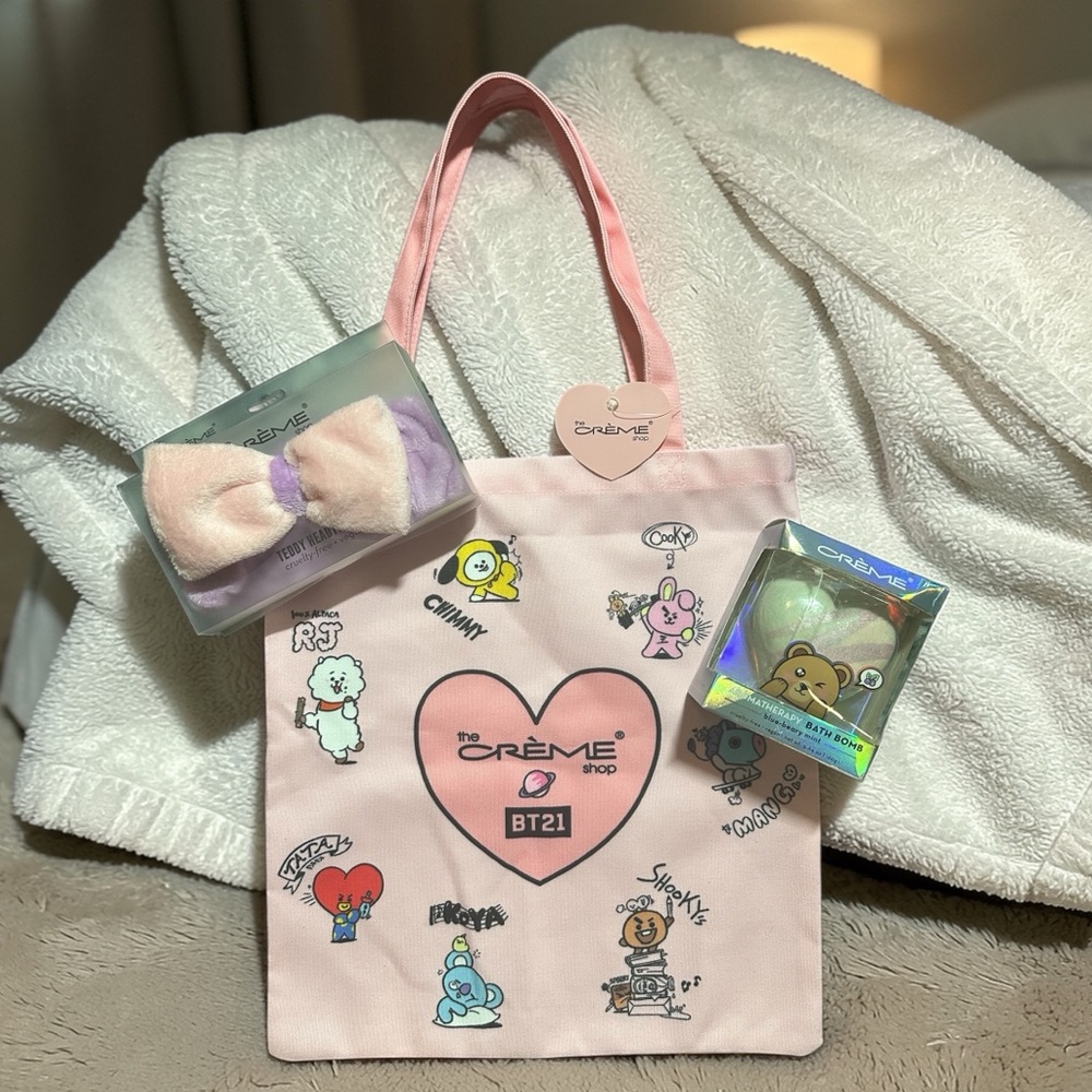 The Creme Shop X BT21 Bundle w/ Teddy Headband & Aromatherapy Bath Bomb all New